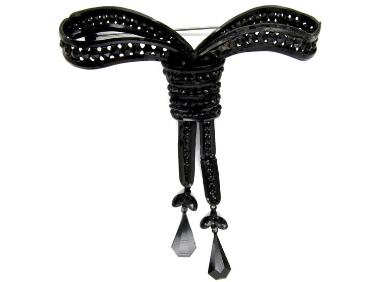 Victorian Vauxhall Glass Bow Brooch