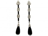 Onyx & Diamond Long Drop Earrings