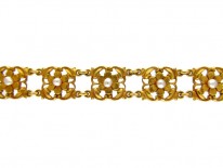 18ct Gold & Natural Pearl French Bracelet