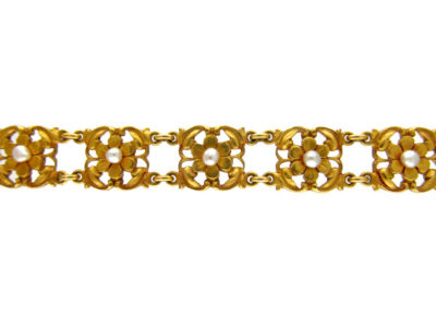 18ct Gold & Natural Pearl French Bracelet