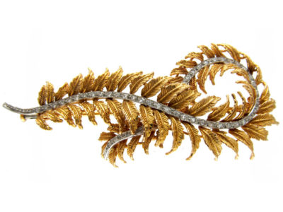 French 18ct & Platinum Leaf Brooch