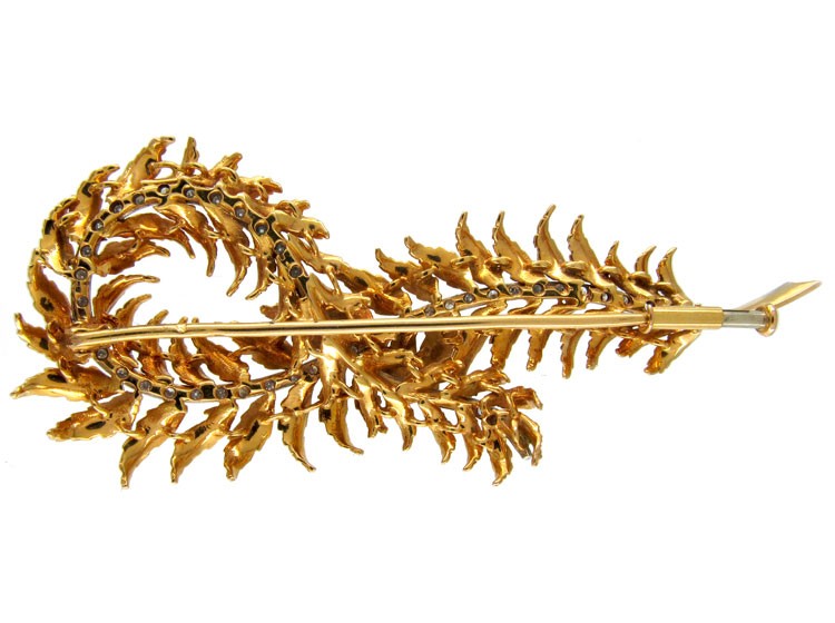 French 18ct & Platinum Leaf Brooch
