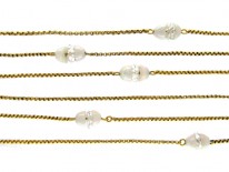 15ct Gold & Opal Beads Long Chain