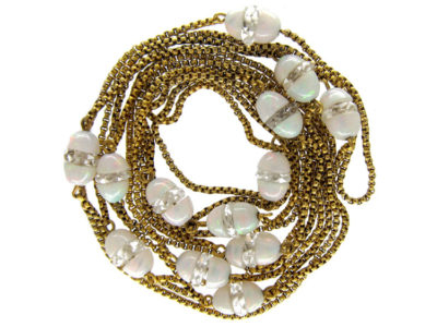 15ct Gold & Opal Beads Long Chain