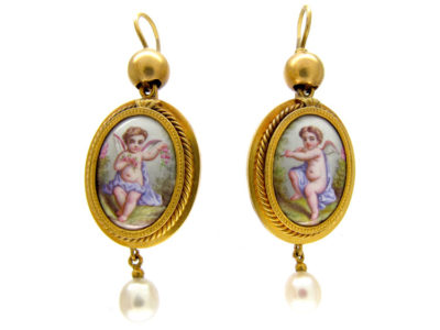 Enamel Cherub Earrings