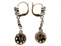 Long Rose Diamond & Natural Pearl Drop Earrings