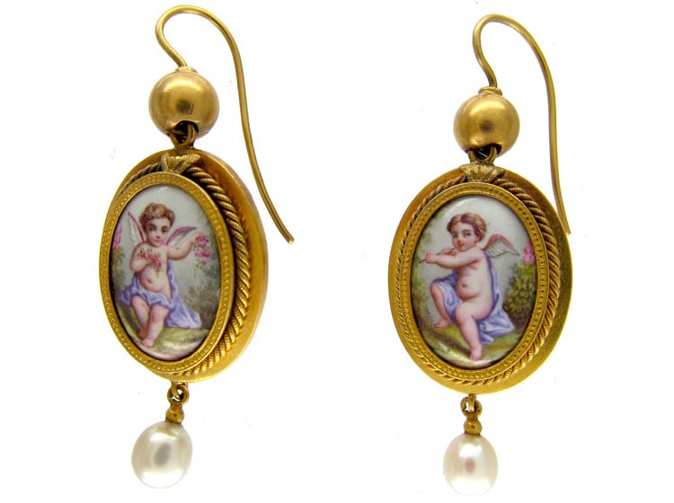 Enamel Cherub Earrings