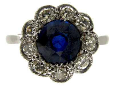 Sapphire & Diamond Edwardian Cluster Ring