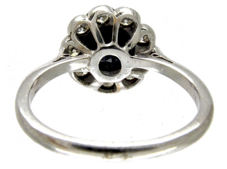 Sapphire & Diamond Edwardian Cluster Ring