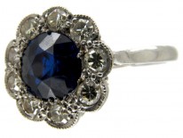 Sapphire & Diamond Edwardian Cluster Ring
