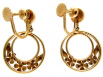 Enamel & Gold Flower Hoop Earrings