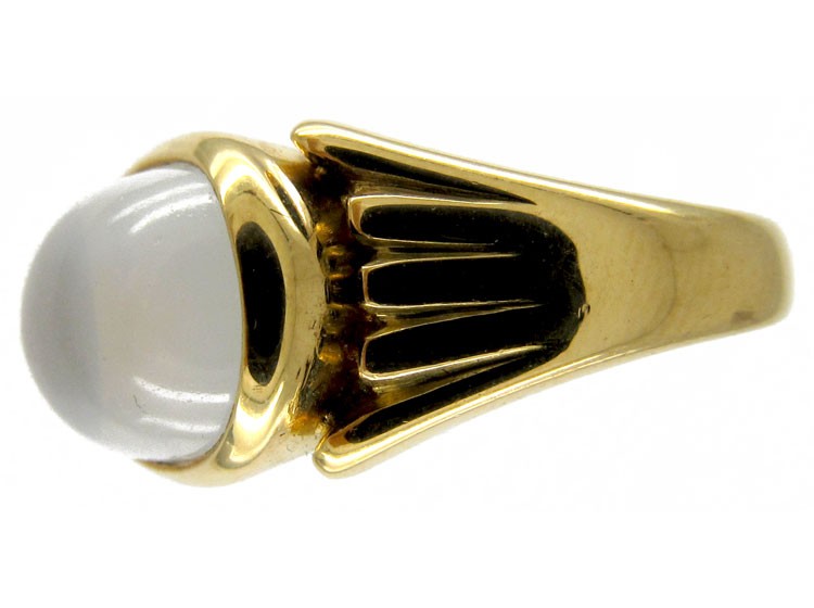 Oval Moonstone 18ct Gold Retro Ring