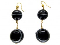 Victorian Onyx Ball Drop Earrings