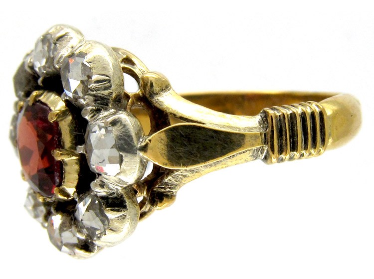 Georgian Garnet & Diamond Ring