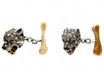 Diamond Wolves Head Cufflinks