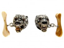 Diamond Wolves Head Cufflinks