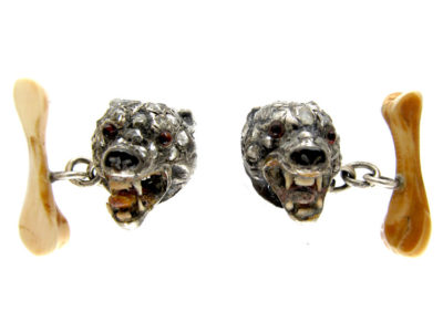 Diamond Wolves Head Cufflinks