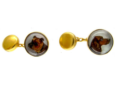 Bulldog & Setter Rock Crystal Cufflinks