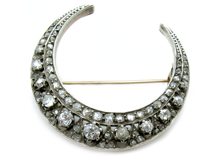 Victorian Diamond Crescent Brooch