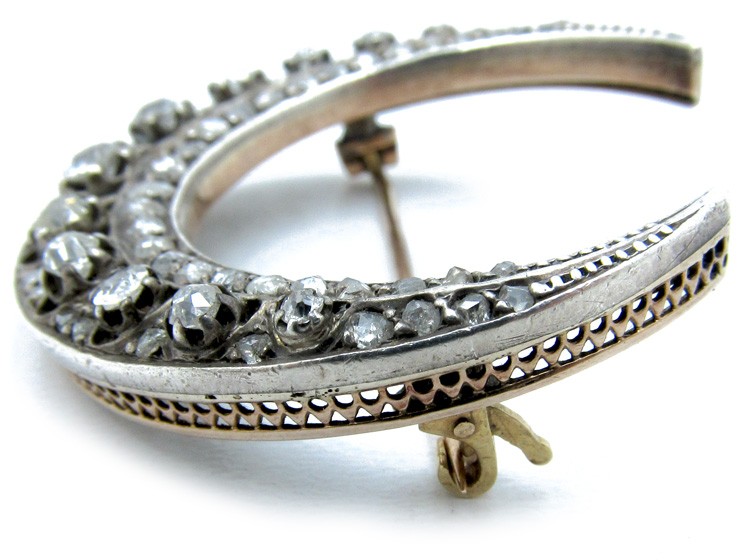 Victorian Diamond Crescent Brooch