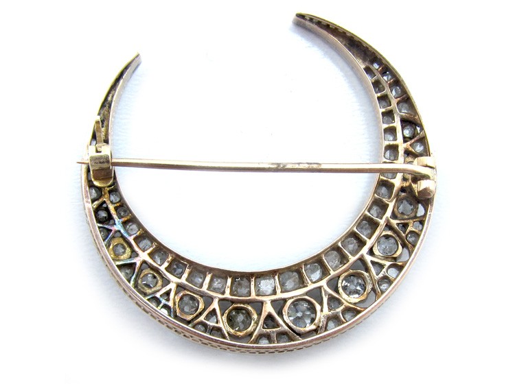 Victorian Diamond Crescent Brooch