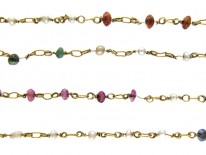 Gold Mixed Gemstones & Natural Pearls Chain