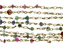 Gold Mixed Gemstones & Natural Pearls Chain