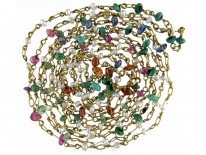 Gold Mixed Gemstones & Natural Pearls Chain