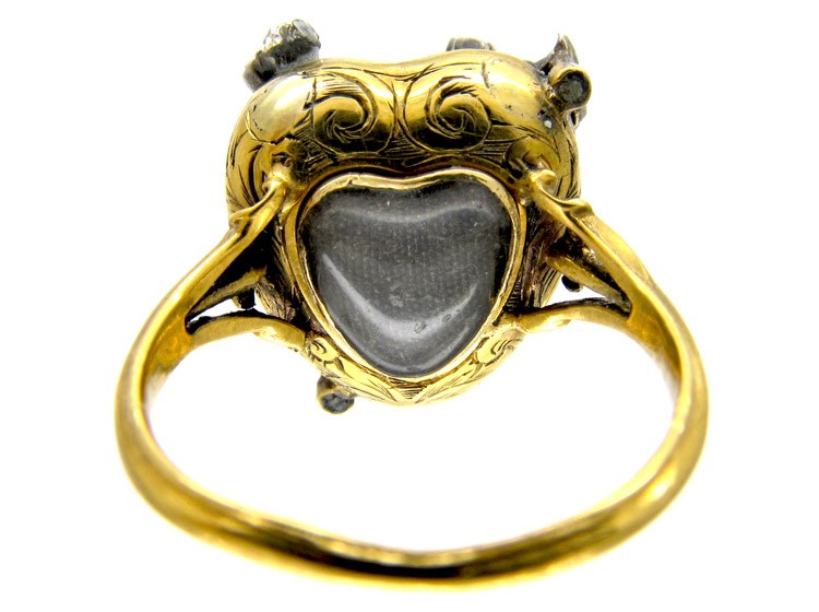 Cabochon Garnet & Diamond Flower Ring