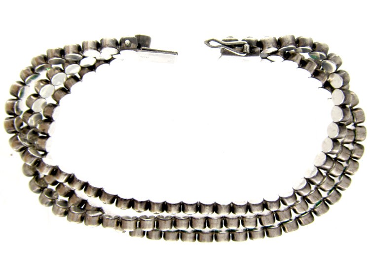 Green & White Paste Silver Bracelet
