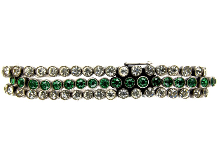 Green & White Paste Silver Bracelet