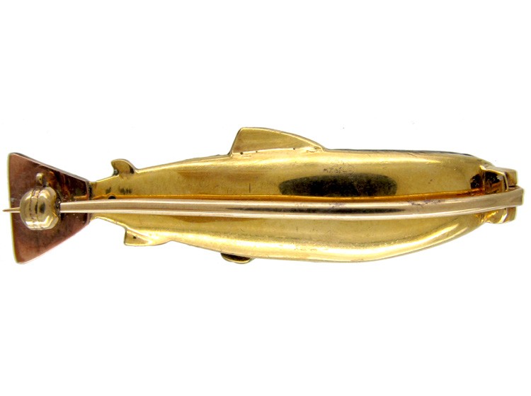 Gold & Enamel Edwardian Trout Brooch