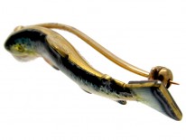 Gold & Enamel Edwardian Trout Brooch