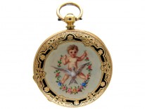 Enamel & Gold Half Hunter Watch