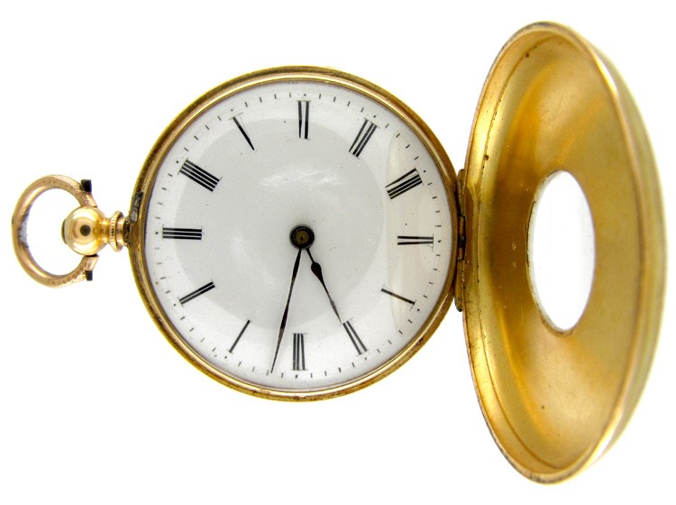 Enamel & Gold Half Hunter Watch
