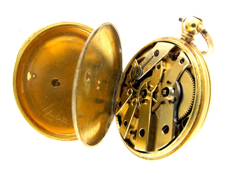 Enamel & Gold Half Hunter Watch