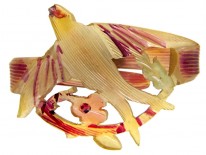 Art Nouveau Carved Horn Swallow Scarf Clip