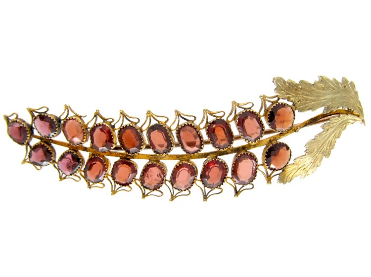 Georgian Almandine Garnet Flower Brooch