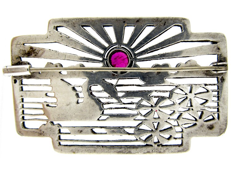 Art Deco Marcasite & Silver Swan Brooch