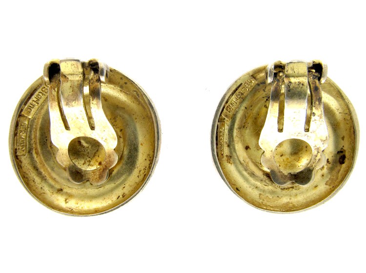 Theodor Farhner Silver Gilt Swirly Earrings
