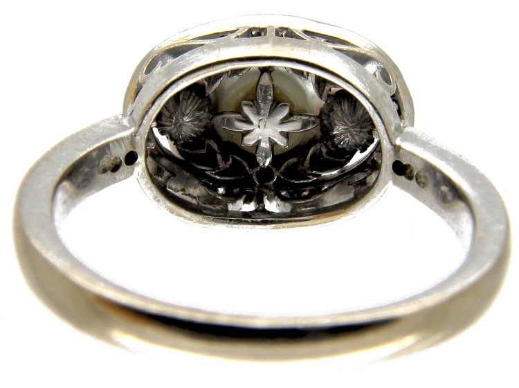 Triple Natural Pearl & Diamond Ring