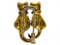 Enamel 18ct Gold Cats Brooch