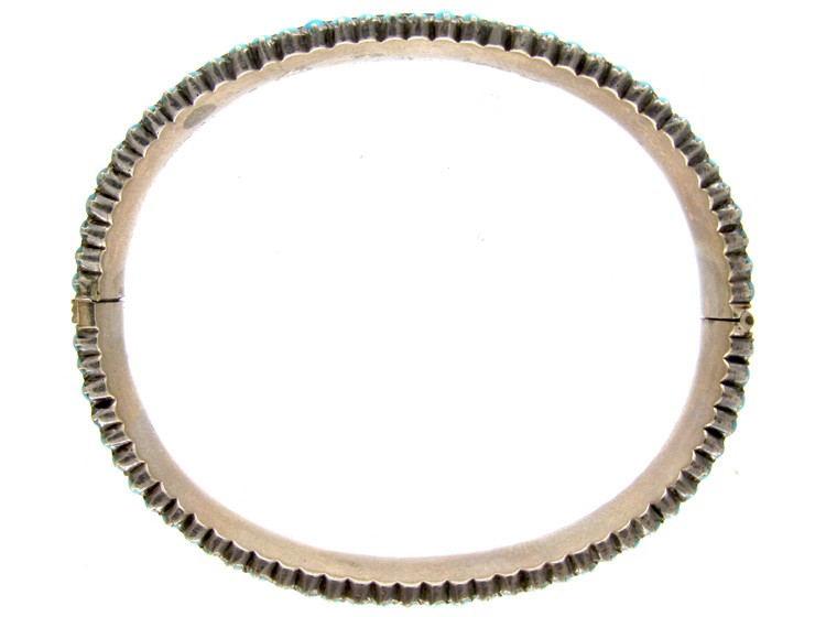 Turquoise & Pearl Silver Gilt Victorian Bangle