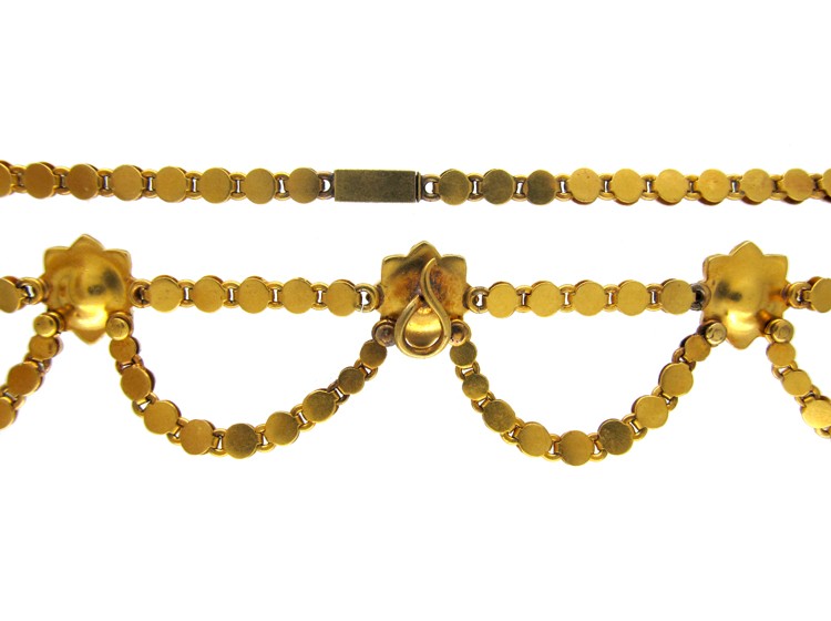 Victorian 18ct Gold & Natural Split Pearl Festoon Necklace