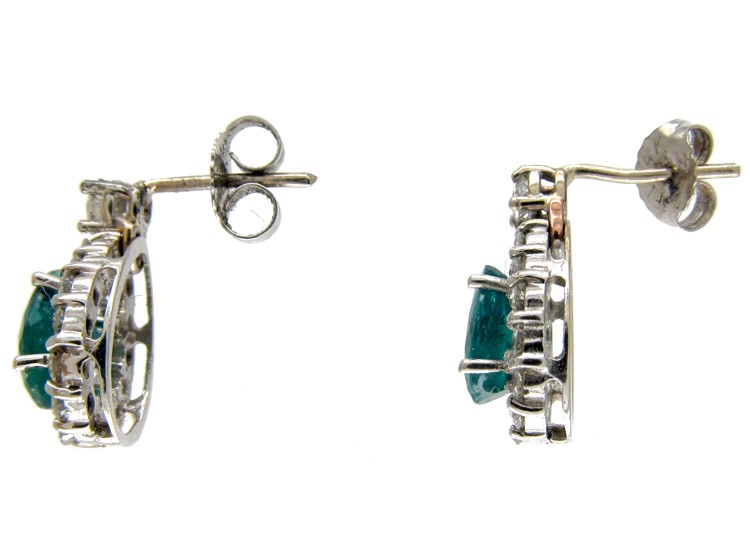Emerald & Diamond Pear Shape Earrings