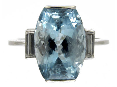 Aquamarine & Diamond Ring