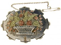 Silver & Gold Overlay Victorian Basket Brooch