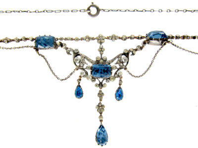 Blue & White Paste Edwardian Festoon Necklace