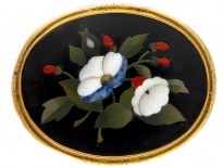 Pietra Dura Victorian Gold Flower Brooch