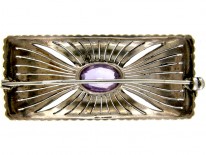 Art Deco Marcasite Silver & Amethyst Brooch